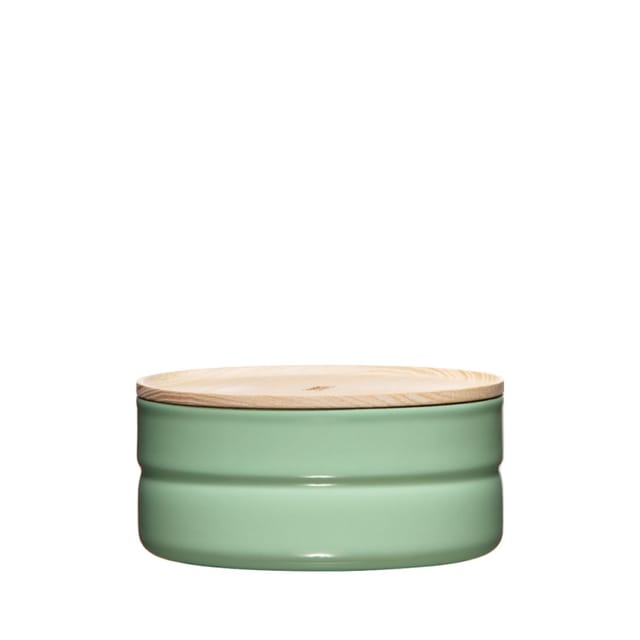 Riess-kelomat - Riess Emaille Vorratsdose Mit Eschenholzdeckel Ø13cm 0,5l Green Emaille