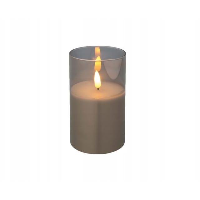 Dekorative Led-kerze Im Glas, Grau, 12,5 Cm