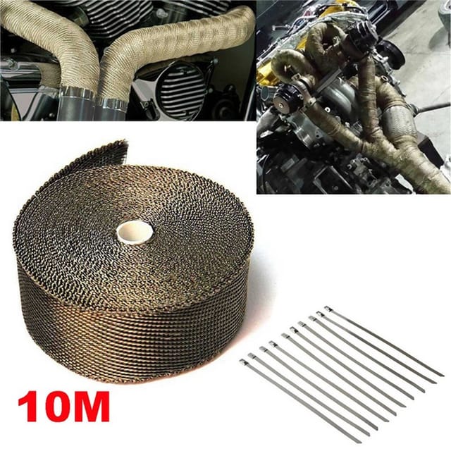 Ej.life - Isolierband 10 M X 50 Mm Für Motorrad, Auspuff-verpackung, Thermische Isolierung Mit Stoff, Inklusive 10 Kabelbinder Aus Edelstahl