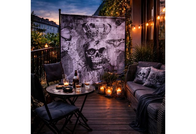 Quick-star - Paravent 180 X 180 Cm Skull Raumteiler Stellwand Trennwand Balkon Garten Sichtschutz