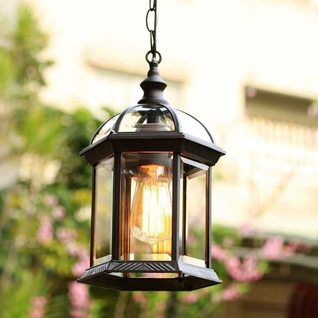 Retro-pendelleuchte, Schwarz, Zylindrisch, Für Den Außenbereich, Hängelampe, Ip23, E27, Hängelampe, Höhenverstellbar, Aluminium-lampenschirm, Balkon, Esszimmer Für Balkon, Pavillon, Hängebeleuchtung,
