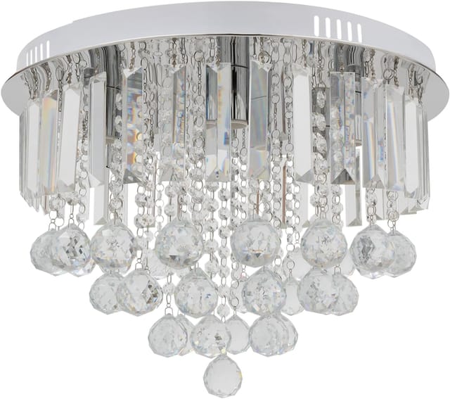 Moderner Kristall-kronleuchter Mit Bündiger Montage, Kristall-regentropfen-kronleuchter, Kristalltröpfchen, Runde Chrom-deckenleuchten, Pendelleuchte, Glas, Kristall-strass, 6 X E14, Ohne Glühbirne