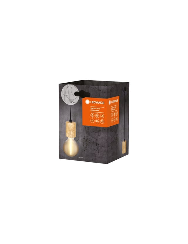 Ledvance - Vintage 1906 Pendelleuchte Cylinder Wood E27, Holz, Max. 15w Led, E27 Sockel, Innenraum-pendelleuchte, Runder Baldachin, Kombination Mit 1906 Vintage-lampen, Kombination Mit Smarten Lampen