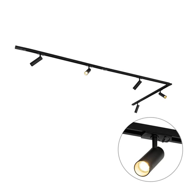 Modernes 1-phasen-schienensystem Mit 5 Strahlern 35mm Schwarz - Jeana Luxe