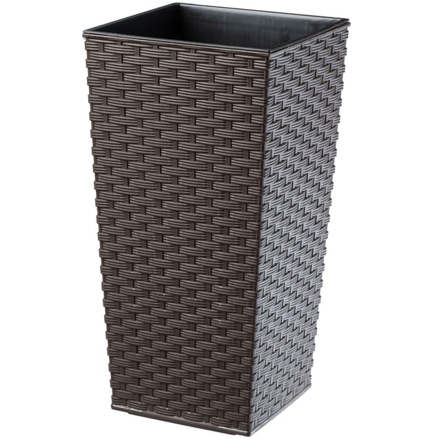 Rattan Blumentopf, Mit Einlage, Pflanzkübel, 30 Cm, Mokka - Kadax