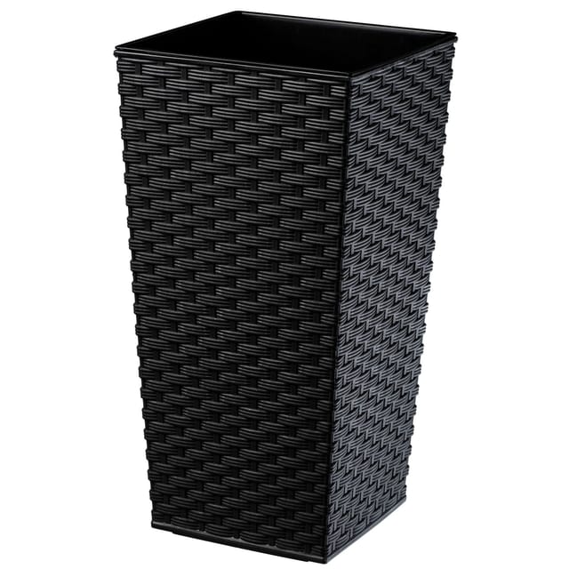 Kadax - Rattan Blumentopf, Pflanzkübel Mit Einlage, 35 Cm, Schwarz