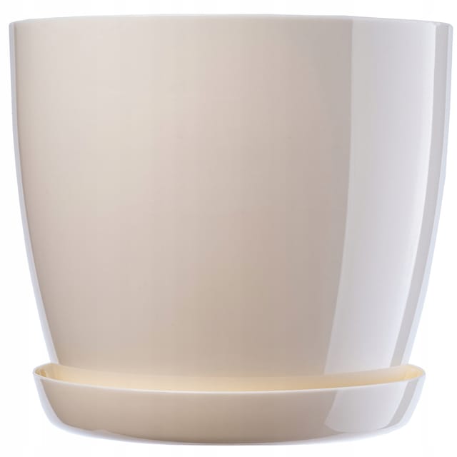 Kadax Blumentopf, Pflanzkübel Mit Untersetzer, Runder Blumenkübel, 28 Cm, Creme