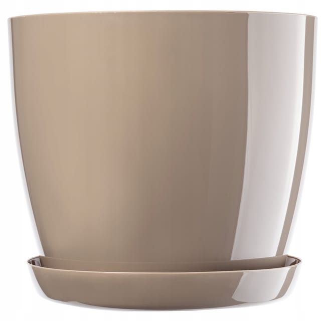Kadax - Blumentopf, Pflanzkübel Mit Untersetzer, Runder Blumenkübel, 16 Cm, Beige