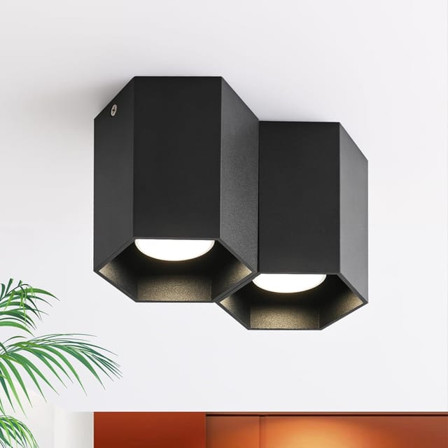 Deckenspots Schwarz Aufbauspot Gu10 - Aufbaustrahler Deckenstrahler 2 Flammig Aufbauleuchte Spot Deckenleuchte Aufbau Deckenlampe Aufputz Für Cafe Küche Esszimmer (ohne Leuchtmittel) - Gbly