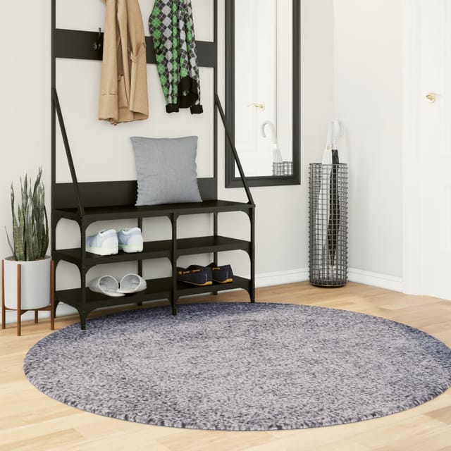 Teppich Shaggy Hochflor Modern Blau Ø 200 Cm Vidaxl