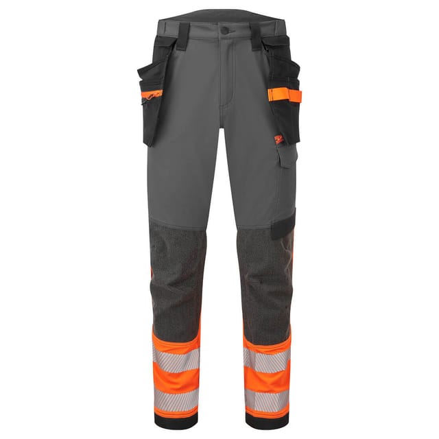 Portwest Ev4 Warnschutz Stretch Bundhose Klasse 1 Mit Abnehmbaren Holstertaschen Regulär Orange 32