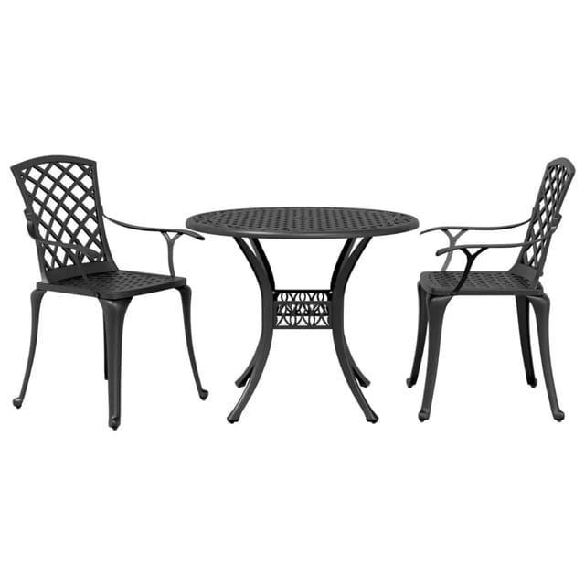 3-tlg. Bistro-set Schwarz Aluminiumguss Vidaxl