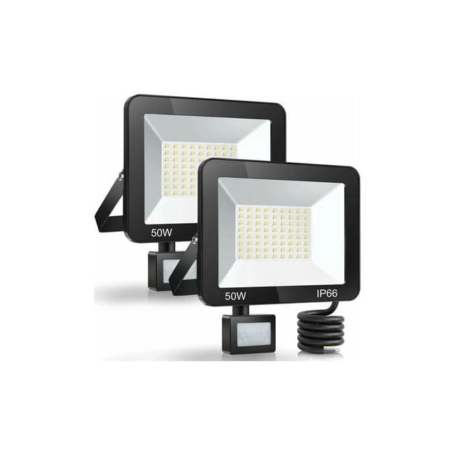 50 W Led-flutlicht Für Den Außenbereich, Bewegungsmelder, 2-teilig, Ip66 Wasserdichter Led-strahler Mit Sensor, 5000 Lm, 7000 K Kaltweiße Außenbeleuchtung, Außenlampe Für Den Eingang Zur Gartenterrass
