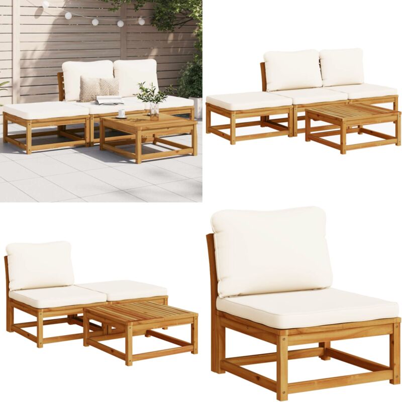 4-tlg. Garten-lounge-set Mit Kissen Massivholz Akazie - Gartenmöbel - Loungesessel - Holztisch - Akasienholzmöbel - Gartenloungeset - Home & Living