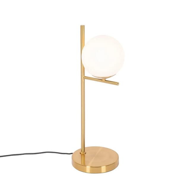 Art-deco-tischlampe Aus Gold Und Opalglas - Flore