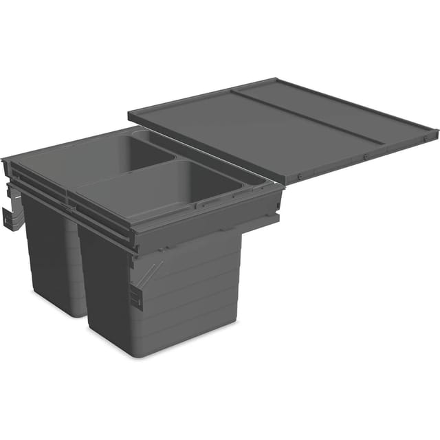 Mülltrennsystem Set Eins2fünf - Einbaumülleimer 2 Fächer Mit Ablageschale Für Kb 600/nl 400, Grau - Ninka