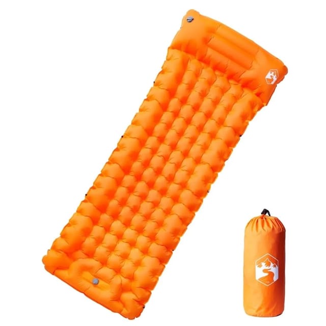 Selbstaufblasende Isomatte Mit Kissen Orange Vidaxl