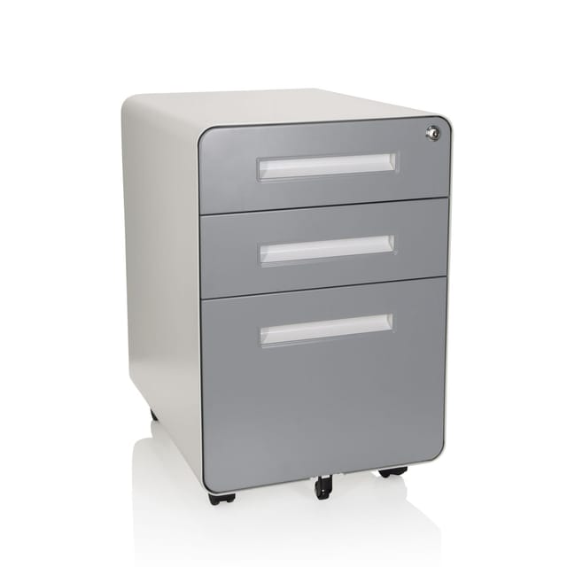 Rollcontainer Color Plus I Metall Weiß / Grau Hjh Office