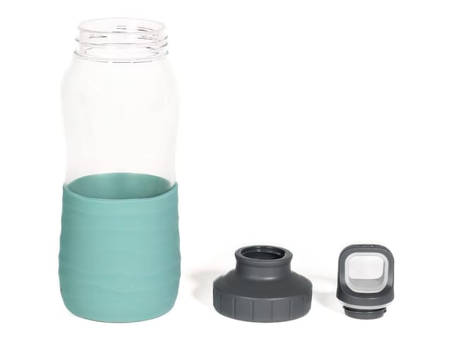 Emsa Drink2go Glas Silikon Trinkflasche 0,5 L Grün 100% Dicht Bpa-frei