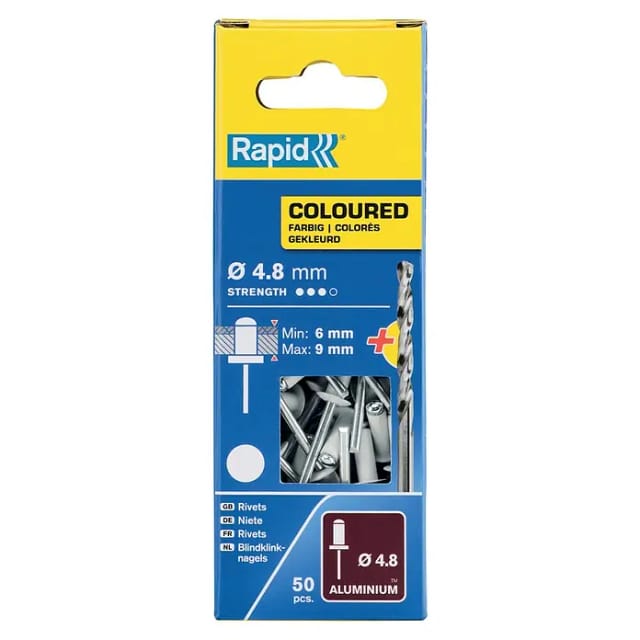 Nieten Weiß Ø4,8 X 12 Mm – 50 Stück + Holz – Rapid