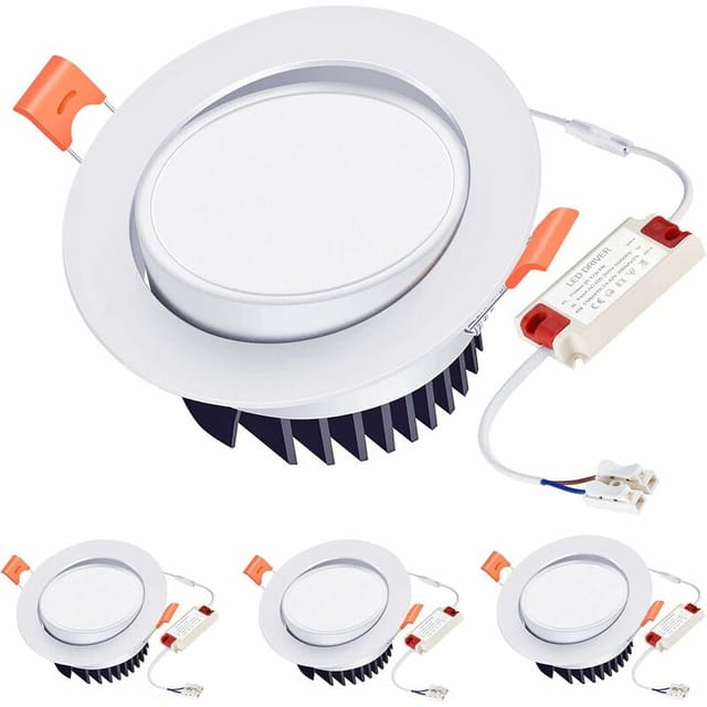 12-w-led-einbaustrahler, Warmweiß (3000 K), 40° Verstellbarer Abstrahlwinkel, Deckeneinbaustrahler Für Küche Und Bad, 3er-pack