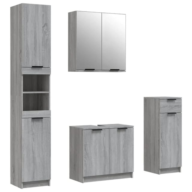 4-tlg. Badmöbel-set Grau Sonoma Holzwerkstoff Vidaxl