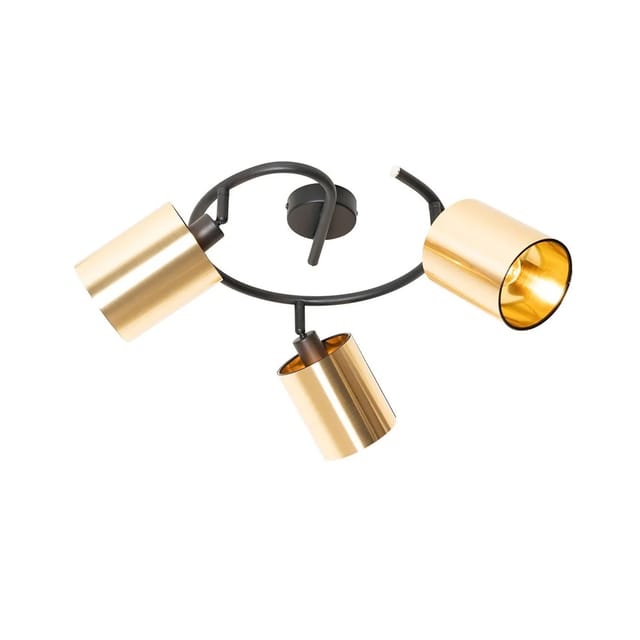 Moderne Deckenleuchte Schwarz Mit Goldenem 3-licht - Lofty