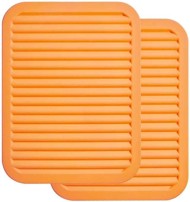 2er-pack Silikon-untersetzer Für Heiße Töpfe Und Pfannen, Hitzebeständiges Echtes Silikon, Multifunktionaler, Langlebiger Untersetzer Für Heiße Gerichte, Löffelhalter (orange)