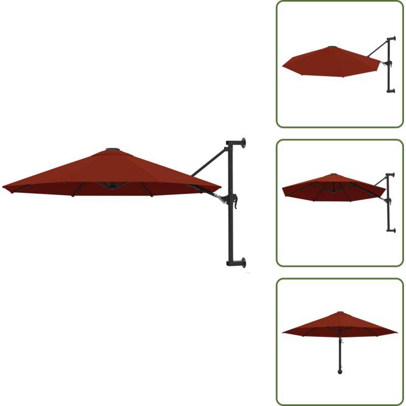 Sonnenschirm Zur Wandmontage Mit Metall-mast 300 Cm Terrakotta - Wand Sonnenschirm - Terrakotta - Sonnenschutz - Garten Sonnenschirm - Outdoor Sonnenschirm