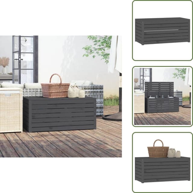 Gartenbox Grau 101x50,5x46,5 Cm Massivholz Kiefer - Gartenbox - Holz Gartenbox - Outdoor Box - Lagerbox - Werkzeugkasten