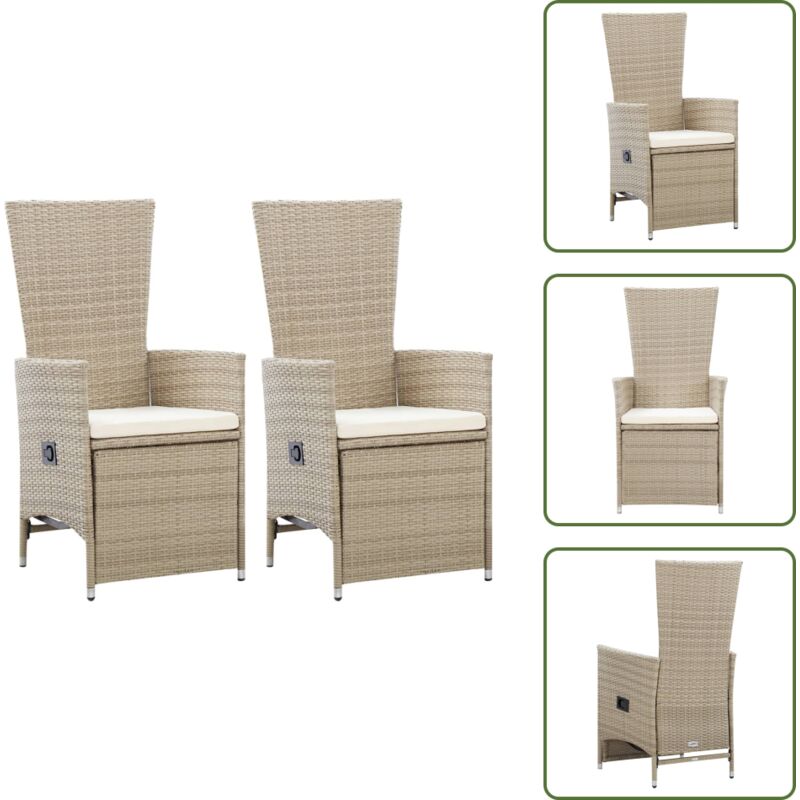Garten-liegestühle 2 Stk. Mit Auflagen Poly Rattan Beige - Gartensaison - Gartenliege - Lounge Chair - Gartenmöbel - Rattan Möbel