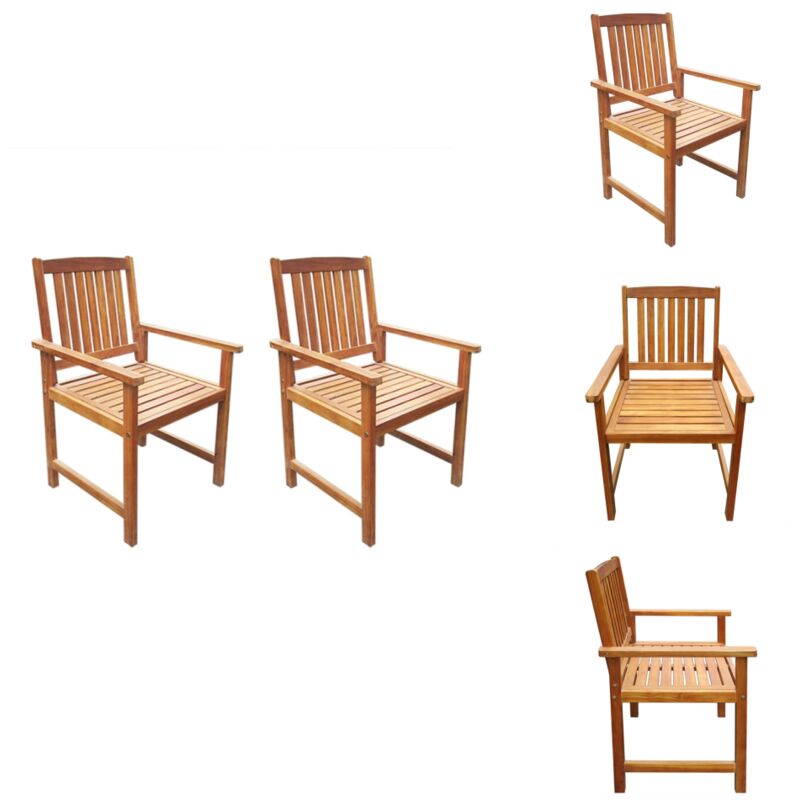 Gartenstühle 2 Stk. Massivholz Akazie Braun - Gartensessel - Gartenmöbel - Holzmöbel - Akazienholz Möbel - Outdoor Furniture