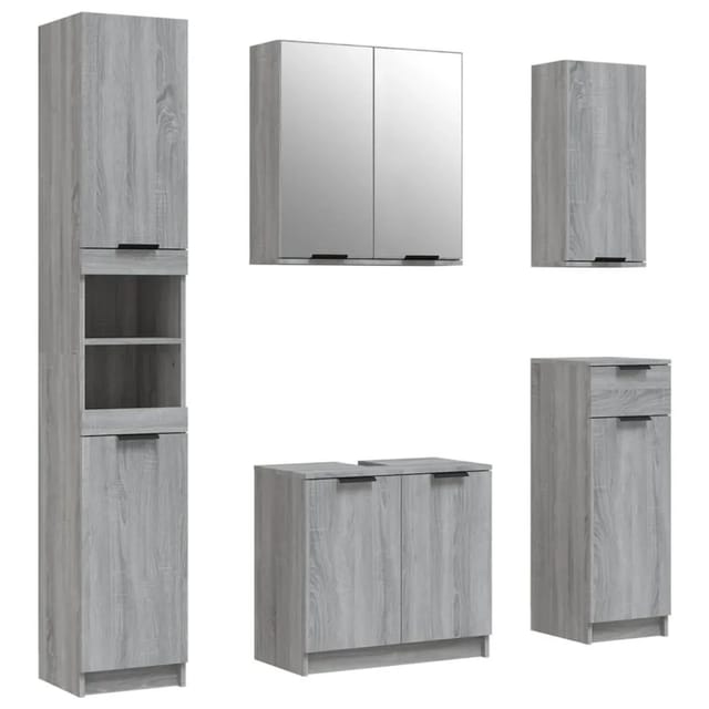 5-tlg. Badmöbel-set Grau Sonoma-eiche Holzwerkstoff Vidaxl 46157
