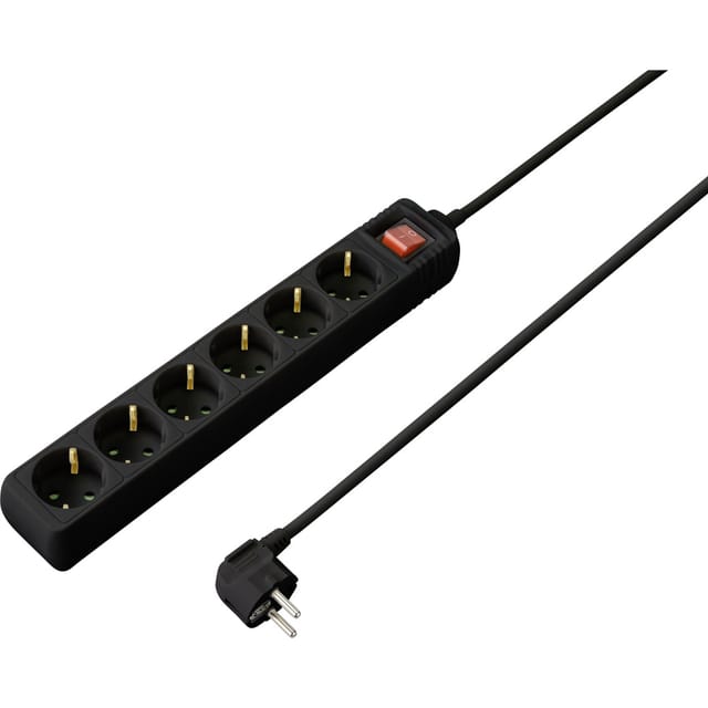 Sygonix - Sy-4891006 Steckdosenleiste Mit Schalter 6fach Schwarz Schutzkontakt 1 St.