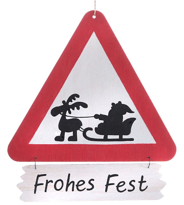 Verkehrsschild 'achtung Weihnachtsmann' - 28 Cm - Weihnachts Tür Deko Holz Schild Zum Hängen
