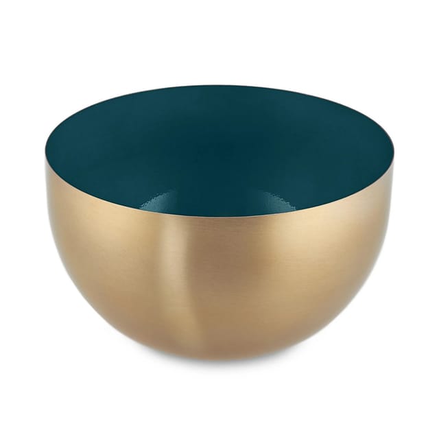 Relaxdays Salatschüssel Edelstahl, 1 L, Runde Metallschüssel Zum Backen & Servieren, Ø 15 Cm, Küchenschüssel, Grün/gold