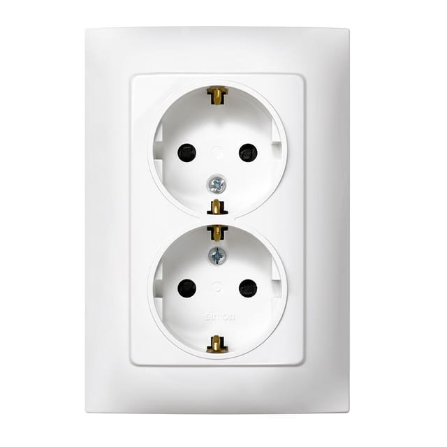 Doppelsteckdose Tt Weiß Mit Rahmen 'serie 10' Aus Kunststoff 16a 230v Ip20 12x4x8,4cm Simon
