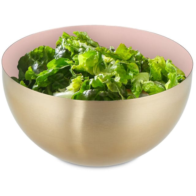 Salatschüssel Edelstahl, 2 L, Runde Metallschüssel Zum Backen & Servieren, Ø 20 Cm, Küchenschüssel, Rosa/gold - Relaxdays
