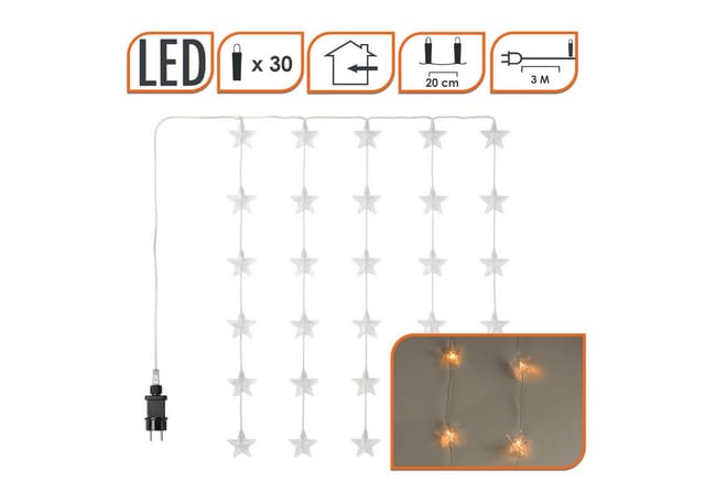Led Sternen Lichtervorhang Warm Weiß - 100 Cm - Weihnachten Fenster Deko Lichterkette Innen