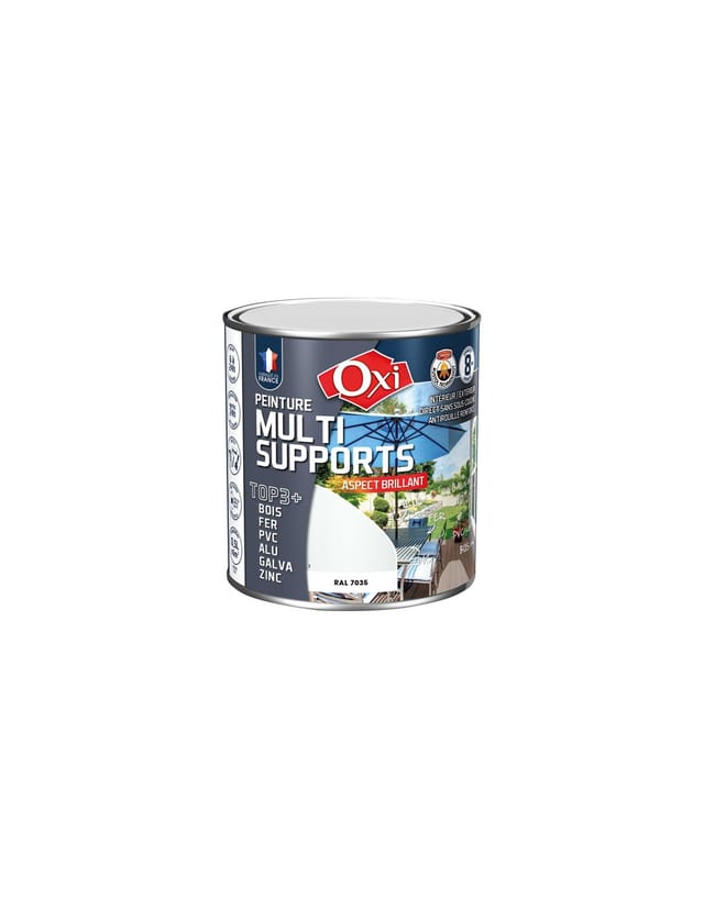 Farbtop 3 Holz Eisen Pvc 500ml Hellgrau Glänzend Ral7035 - Oxi