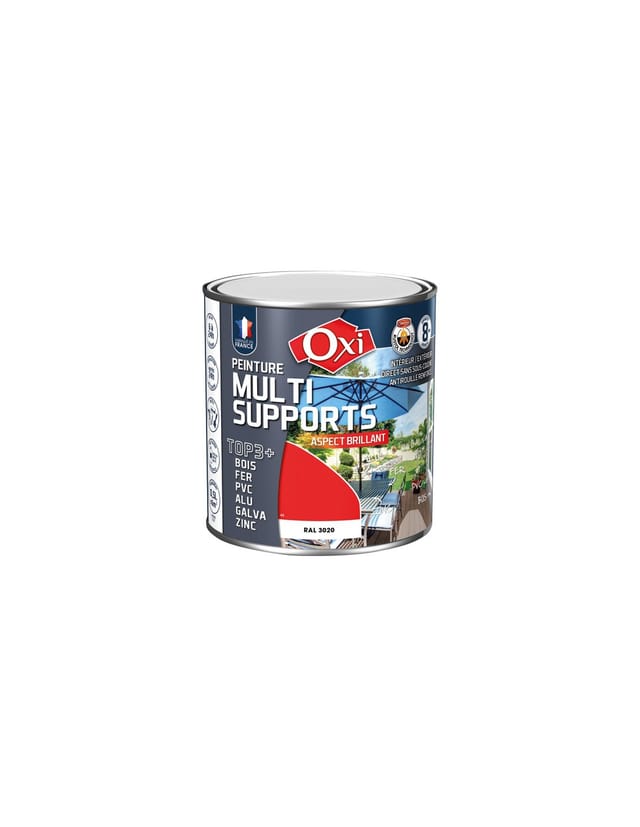 Farbtop 3 Holz Eisen Pvc 500ml Leuchtendes Rot Glänzend Ral3020 - Oxi