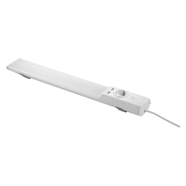 Ledvance Linear Flat Socket Usb 54cm Unterschrankleuchte, Grau, 10w, 1100lm, Eingebaute Eu-steckdose + Zwei Usb-anschlüsse, Integriertes Led-modul Mit Kaltweißer Lichtfarbe (4000k), Schutzklasse Ip20