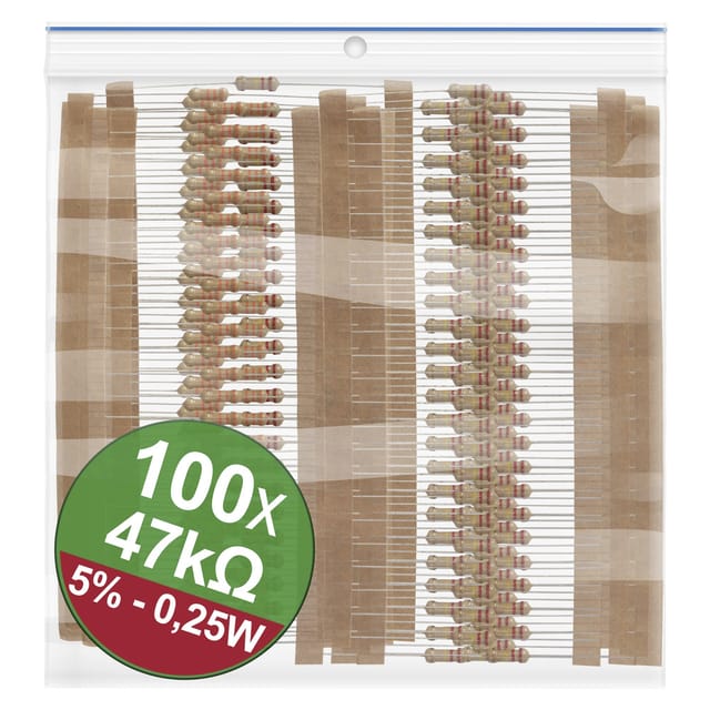 22p076 22p076 Kohleschicht-widerstand Sortiment 47 Kω Axial Bedrahtet 0.25 W 5 % 1 Set - Quadrios