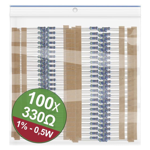 22p090 22p090 Metallschicht-widerstand Sortiment 330 Ω Axial Bedrahtet 0.5 W 1 % 1 Set - Quadrios