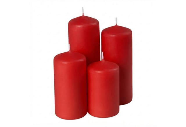 Spetebo - Echtwachs Stumpenkerzen 4er Set - Rot - Deko Festtags Advents Weihnachts Kerze