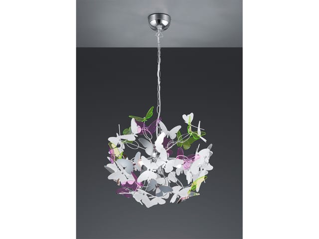 Reality Leuchten - Verspielte Led Pendelleuchte 4 Flammig Mit Bunten Schmetterlingen, Ø 50cm