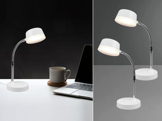 Meinewunschleuchte - Led Schreibtischleuchten 2er Set Flexibel, Kunststoff Weiß, 34cm Hoch