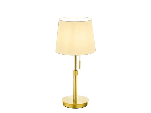 Led Tischleuchte Messing Mit Stoffschirm Weiß, Höhe 45-56cm Verstellbar