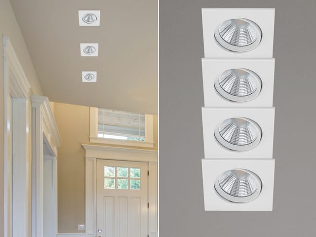 Trio Leuchten - Eckige Led Einbaustrahler Decke Im 4er Set Schwenkbar Dimmbar Weiß Matt 5,5w