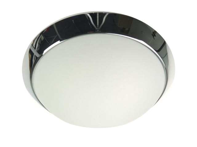 Led Deckenleuchte / Deckenschale Rund, Opalglas Matt, Dekorring Chrom, Ø 50cm